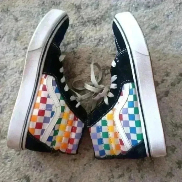 Vans Kids Sneakers - Black and Multicolor Checkered - Picture 6 of 15